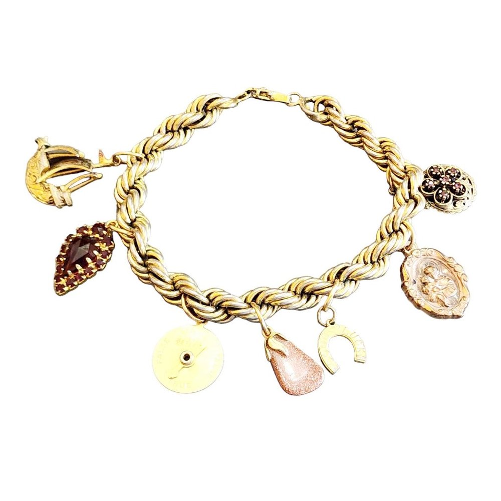 Vintage Heavy Rope Charm Bracelet (A3095)